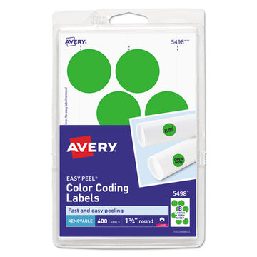 Avery® Printable Self-adhesive Removable Color-coding Labels, 1.25" Dia., Neon Green, 8-sheet, 50 Sheets-pack, (5498) freeshipping - TVN Wholesale